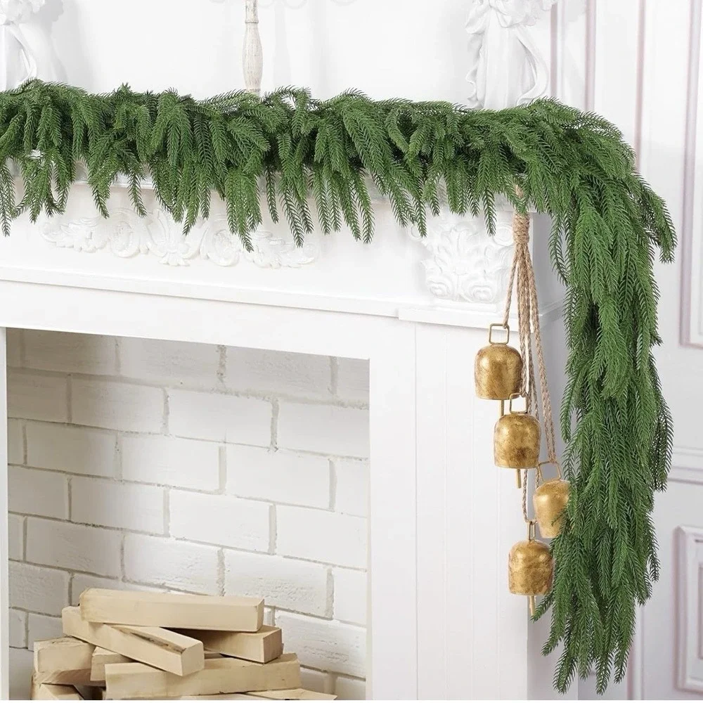 2 Pcs 6ft Realistic Norfolk Pine Christmas Garlands Flexible Decoration Holiday